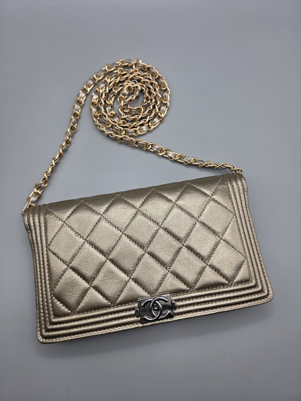 💛CHANEL Yen Gold Leather Wallet/Clutch💛